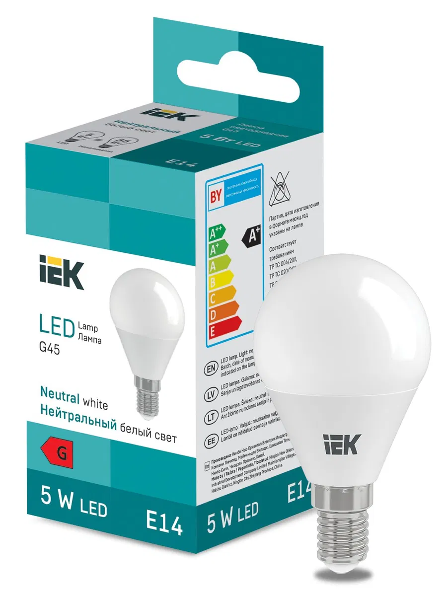 LED Globe G45 400lm 4000K E14 IEK LL-I-G45-5-230-40-E14