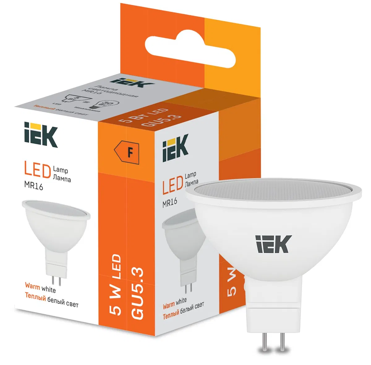 LED MR16 410lm 3000K GU5 IEK LL-I-MR16-5-230-30-GU5