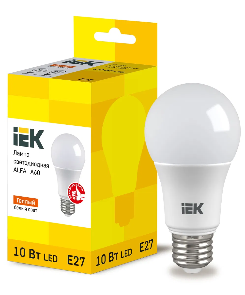 Лампа светодиодная ALFA A60 груша 10Вт 230В 3000К E27 IEK LLA-A60-10-230-30-E27
