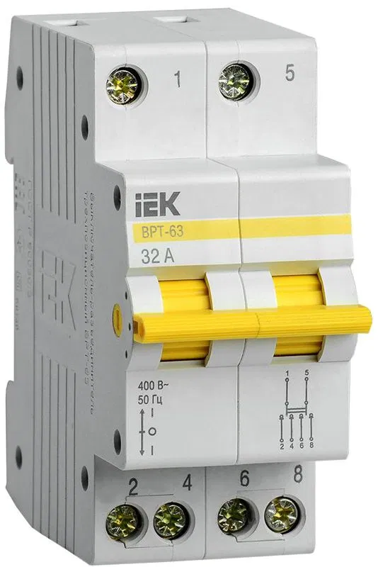 Выключатель-разъединитель трехпозиционный ВРТ-63 2P 32А IEK MPR10-2-032