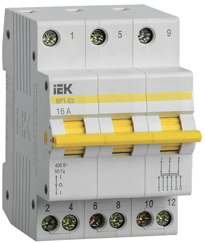 Выключатель-разъединитель трехпозиционный ВРТ-63 3P 16А IEK MPR10-3-016