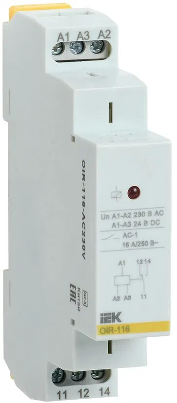 Реле промежуточное модульное OIR 1 контакт 16А 230В AC IEK OIR-116-AC230V