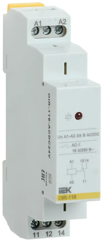 Реле промежуточное модульное OIR 1 контакт 16А 24В AC/DC IEK OIR-116-ACDC24V