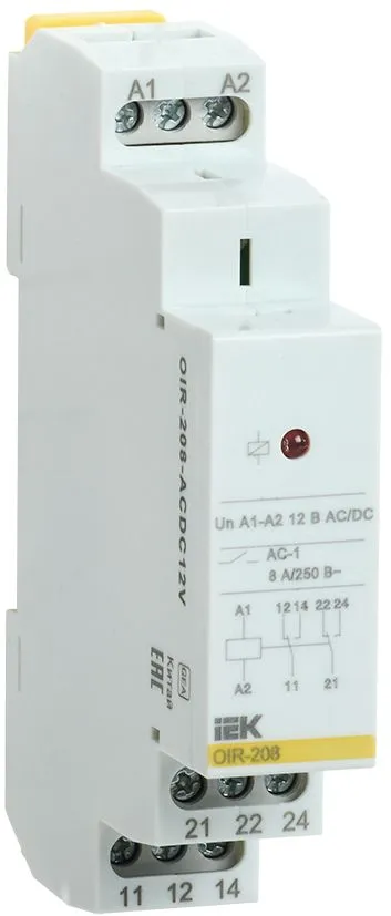 Промежут. реле.OIR 2 конт (8А). 12 В AC/DC IEK OIR-208-ACDC12V IEK