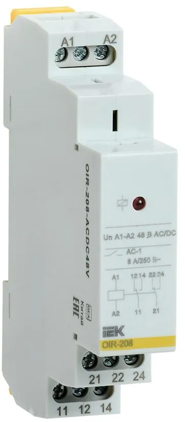 Реле промежуточное модульное OIR 2 контакта 8А 48В AC/DC IEK