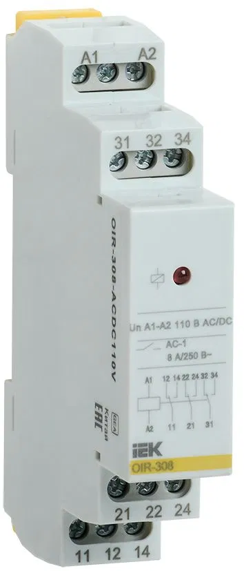 Реле промежуточное модульное OIR 3 контакта 8А 110В AC/DC IEK OIR-308-ACDC110V