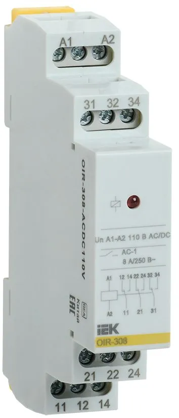 Промежут. реле.OIR 3 конт (8А). 110В AC/DC IEK OIR-308-ACDC110V IEK