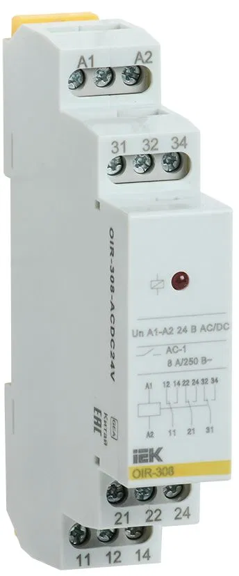 Intermediate modular relay OIR 3 contacts 8A 24V AC/DC IEK