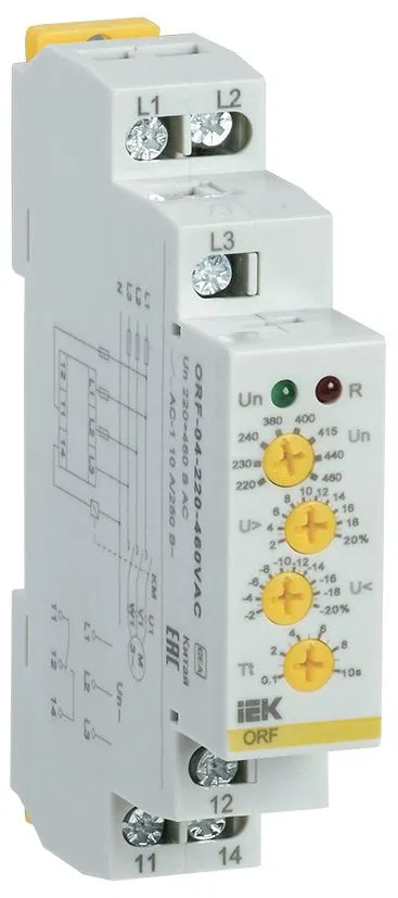 Реле контроля фаз ORF-04 трехфазное 220-460В AC IEK ORF-04-220-460VAC