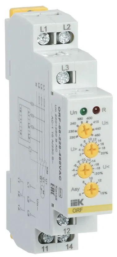 Реле контроля фаз ORF-06 трехфазное 220-460В AC IEK ORF-06-220-460VAC