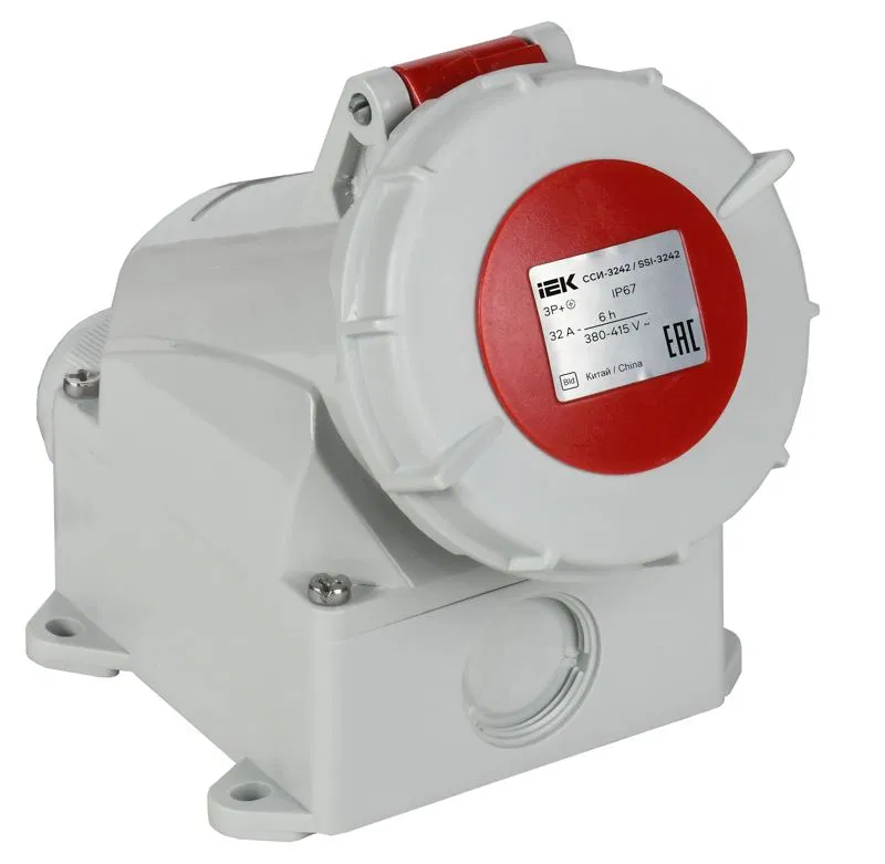 Розетка стационарная ССИ-1142 16А 4п 3P+PE 6ч 380В IP67 IEK PSR12-016-4-0-67