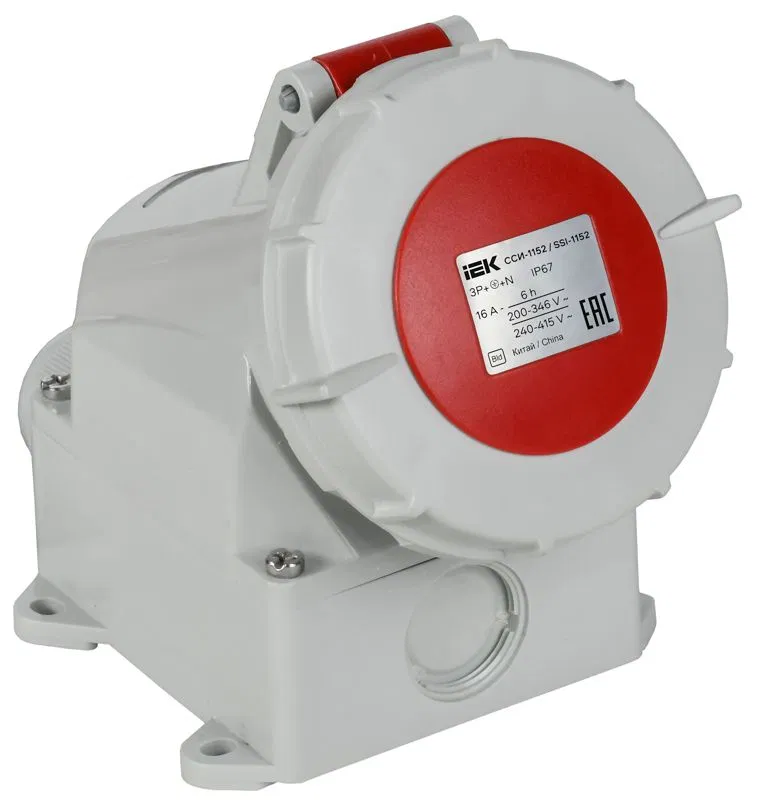 Розетка стационарная ССИ-1152 16А 5п 3P+PE+N 6ч 380В IP67 IEK PSR12-016-5-0-67