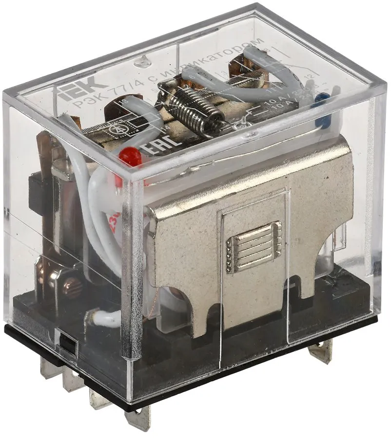 Реле РЭК77/4(LY4) с индикацией 10А 230В АC ИЭК RRP10-4-10-220A-LED IEK