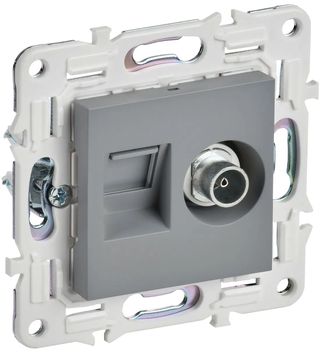 SKANDY Розетка двойная TV+RJ45 кат.6 SK-A15Gr серый IEK SK-AK20-2-K03