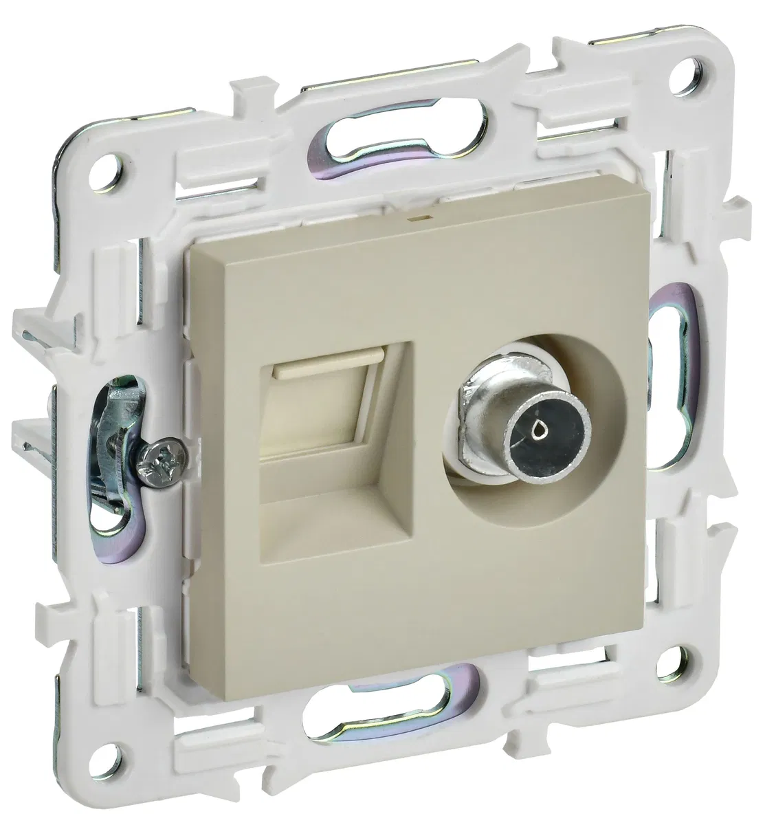 SKANDY Розетка двойная TV+RJ45 кат.6 SK-A15B бежевый IEK SK-AK20-2-K10