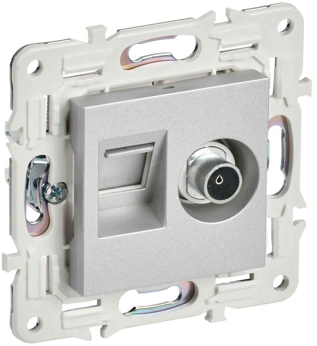 SKANDY Розетка двойная TV+RJ45 кат.6 SK-A15S серебряный IEK SK-AK20-2-K23