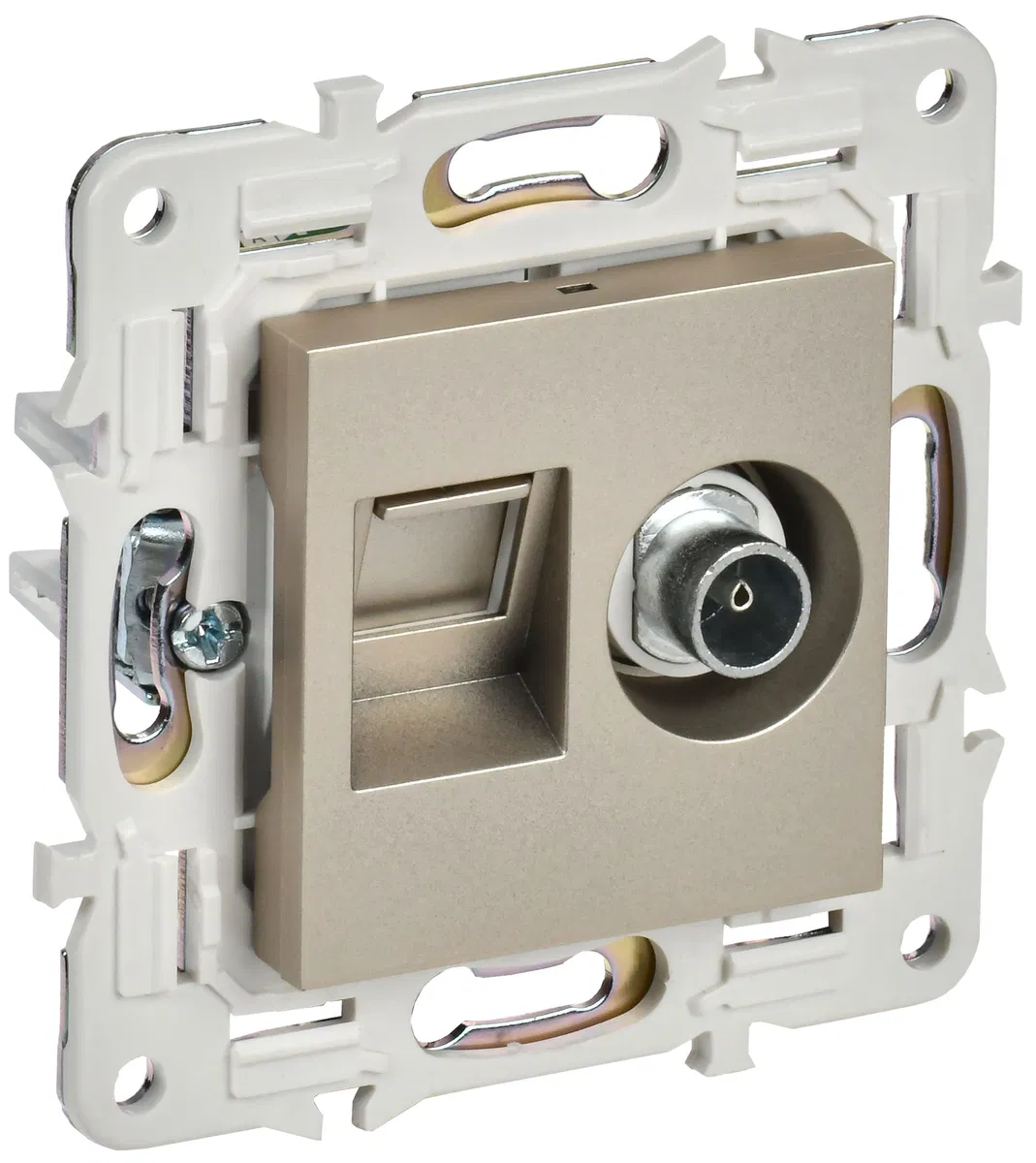 SKANDY Розетка двойная TV+RJ45 кат.6 SK-A15Sh шампань IEK SK-AK20-2-K37