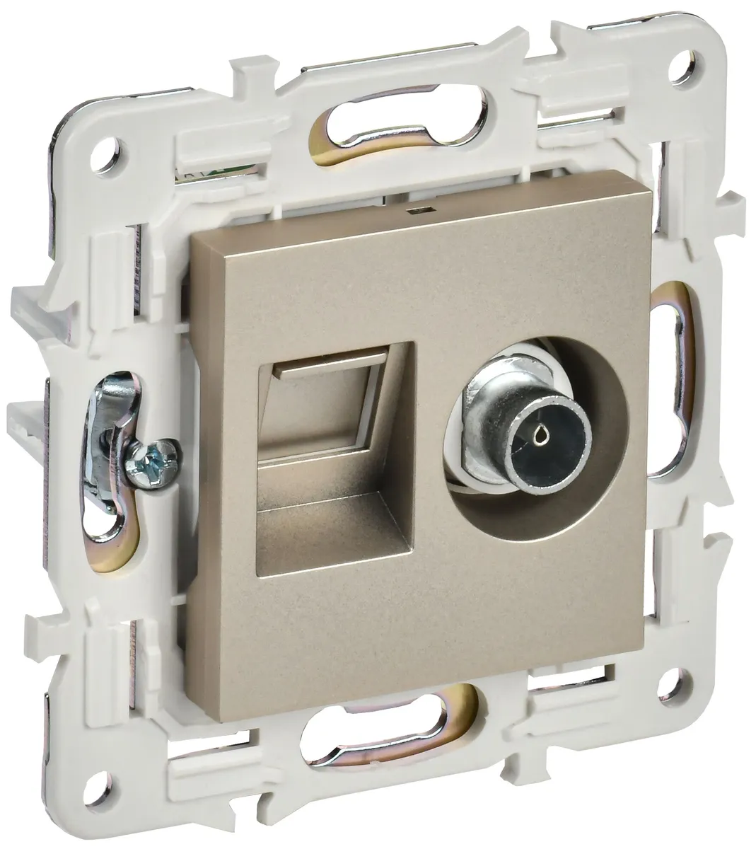 SKANDY Розетка двойная TV+RJ45 кат.6 SK-A15Sh шампань IEK SK-AK20-2-K37