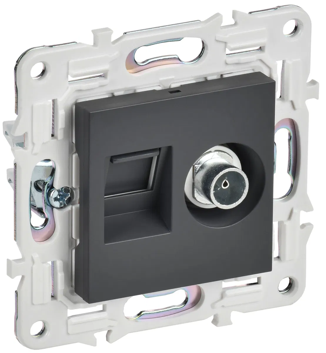 SKANDY Розетка двойная TV+RJ45 кат.6 SK-A15T титан IEK SK-AK20-2-K48