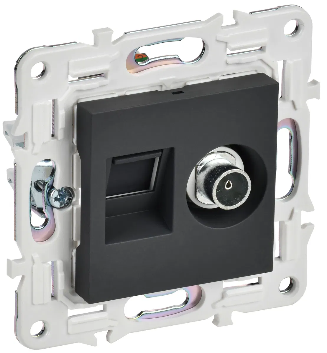 SKANDY Розетка двойная TV+RJ45 кат.6 SK-A15G графит IEK SK-AK20-2-K53