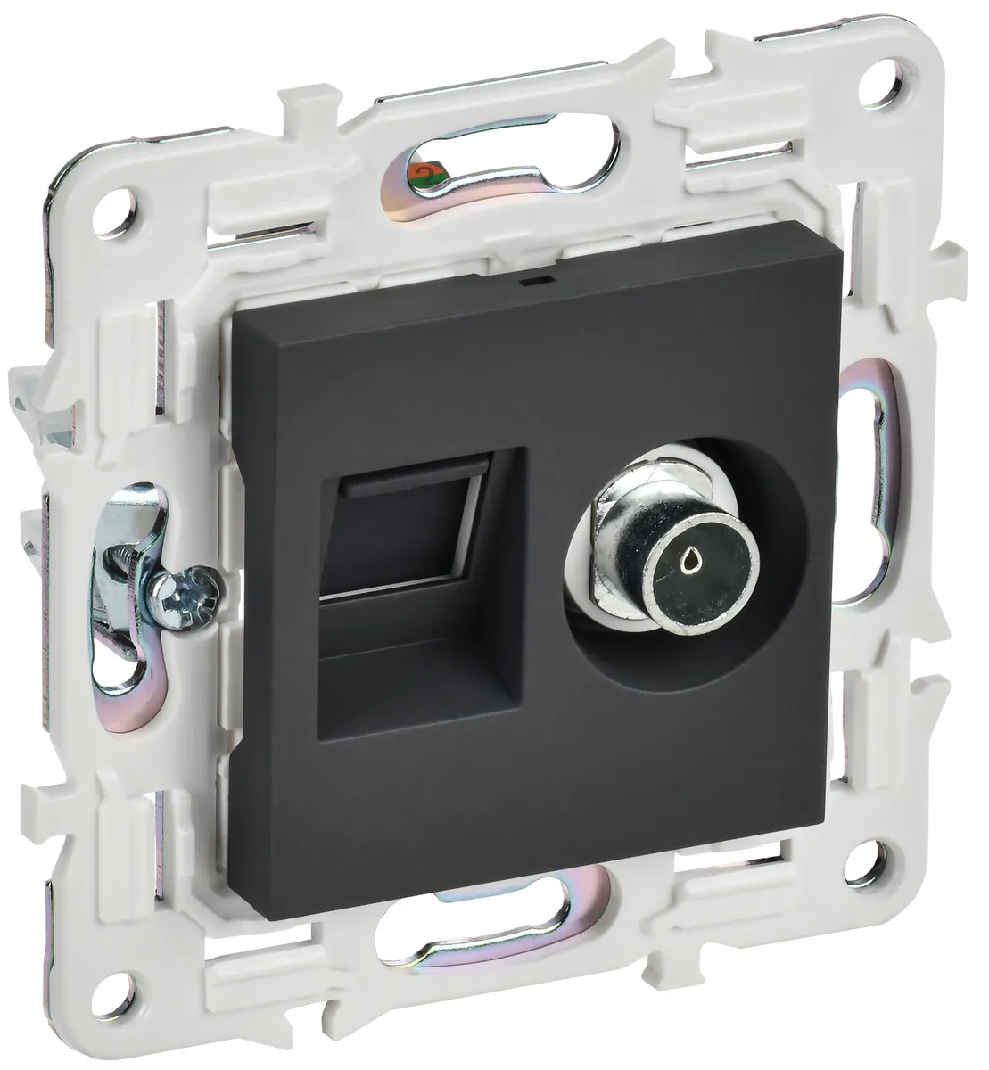 SKANDY Розетка двойная TV+RJ45 кат.6 SK-A15G графит IEK SK-AK20-2-K53