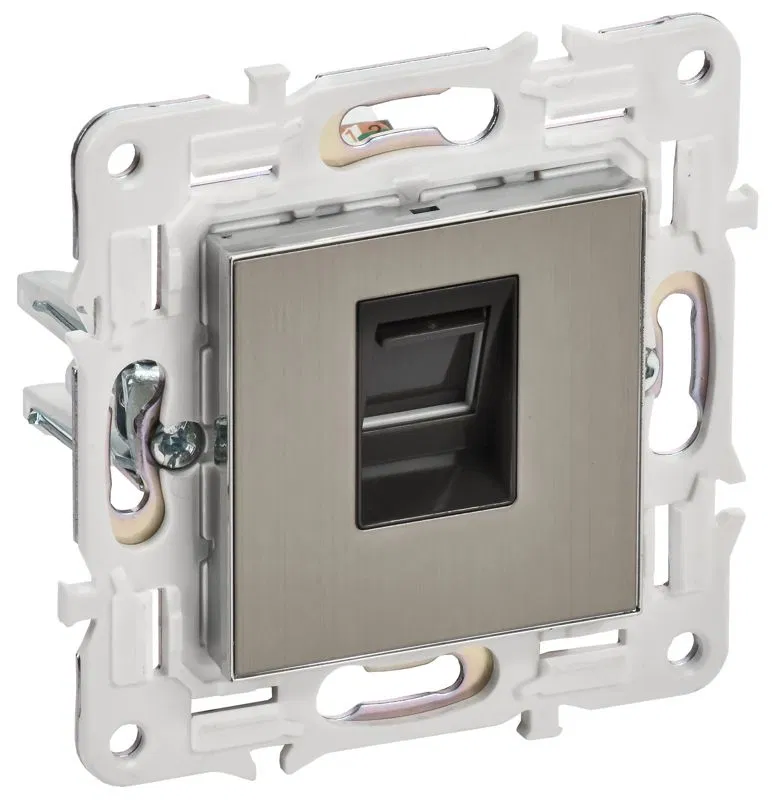Розетка компьютерная RJ45 кат.6 SKANDY SK-K02N никель IEK SK-K10-2-K50