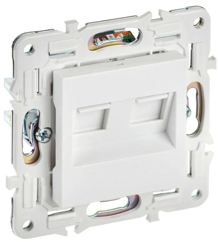 Розетка компьютерная двойн. RJ45 кат.5E SKANDY SK-K03W арктич. бел. IEK SK-K20-1-K01