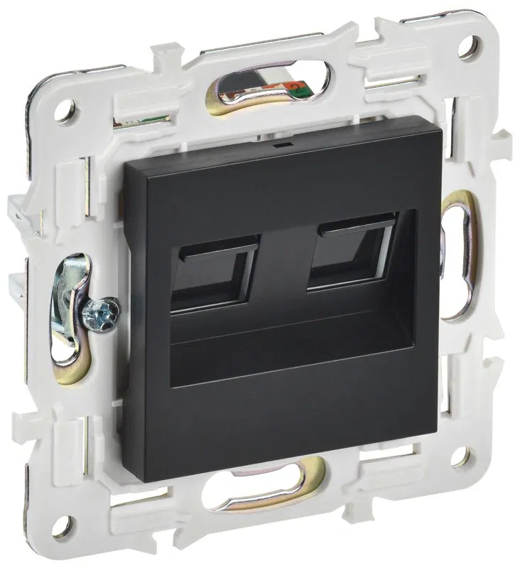 Розетка компьютерная двойн. RJ45 кат.5E SKANDY SK-K03Bl черн. IEK SK-K20-1-K02