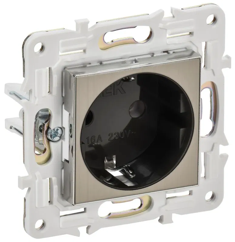 Розетка SKANDY 16А с заземл. без защ. шторок SK-R05N никель IEK SK-R11-16-K50
