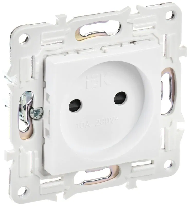 Розетка SKANDY 10А без заземл. защ. шторки SK-R01W арктич. бел. IEK SK-R13-10-K01