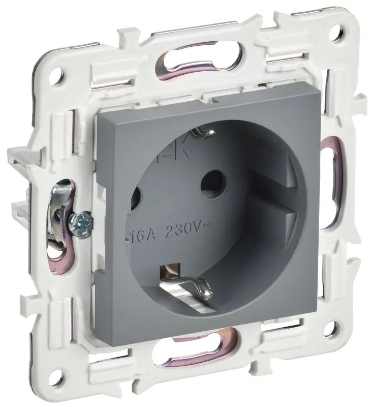 Розетка SKANDY 16А с заземл. защ. шторки SK-R04Gr сер. IEK SK-R14-16-K03