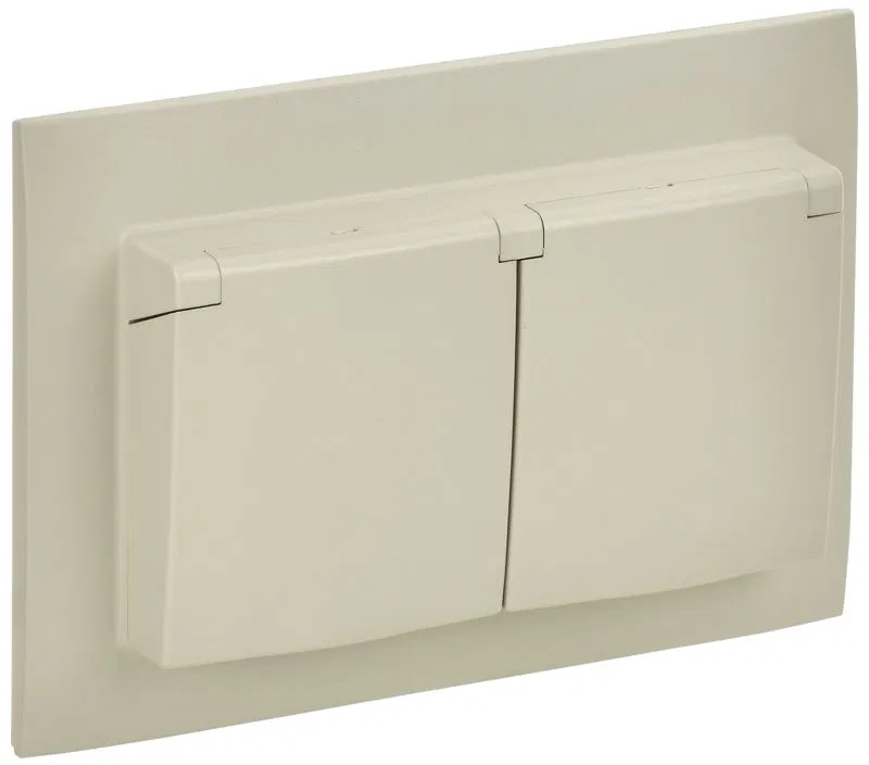 Розетка 2-м SKANDY 16А IP44 с крышкой в сборе SK-R12B беж. IEK SK-R26-16-44-K10-F