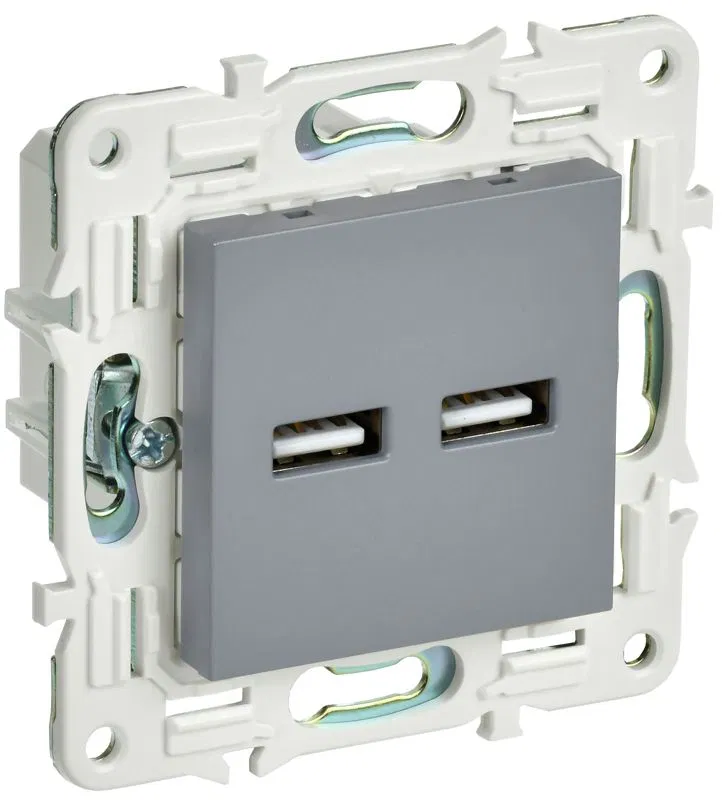 Розетка USB A+A 3.1А SKANDY SK-R15Gr сер. IEK SK-U21-D31-K03