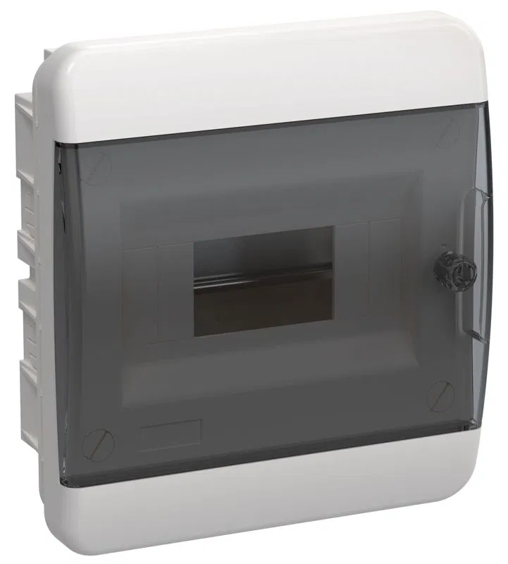 Корпус ЩРВ-П-8 TEKFOR IP41 черн. прозр. дверь пластик. IEK TF5-KP12-V-08-41-K01-K03