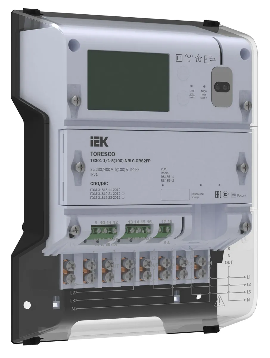 TORESCO Счетчик электрической энергии TE301 1/1-5(100)-NRLC-ORS2FPG IEK