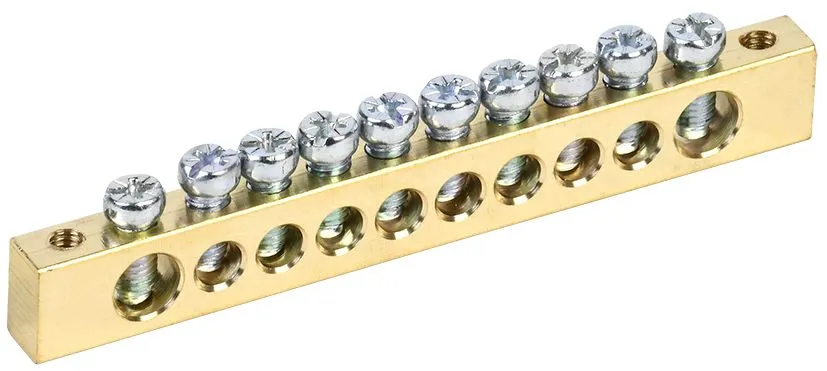 Шина PEN "земля-ноль" 8х12мм 10/2 (10групп/креп по краям) IEK YNN21-10-100 IEK