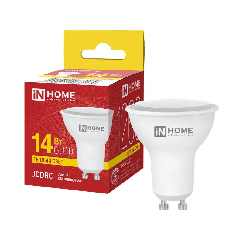 Лампа светодиодная LED-JCDRC-VC 14Вт 3000К GU10 1260лм 230В IN HOME 4690612063164