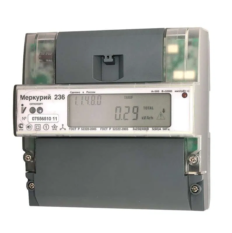Счетчик Меркурий 236 ART-03 PQRS 3ф 5-10А класс точн. 0.5S/1.0 многотариф. оптопорт RS-485 на DIN-рейку ЖКИ Екат. вр. Инкотекс М0000051672