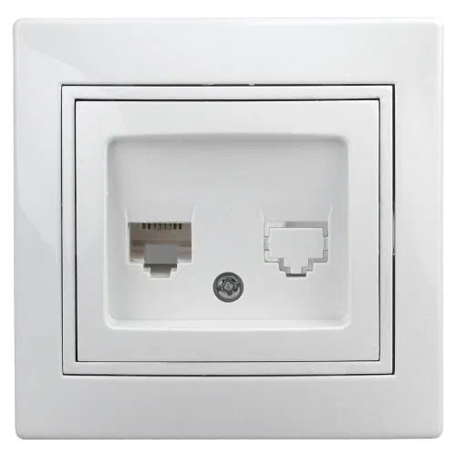 Розетка телефонная 1-м СП Plano 1-302-01 RJ11 IP20 бел. Intro Б0027619
