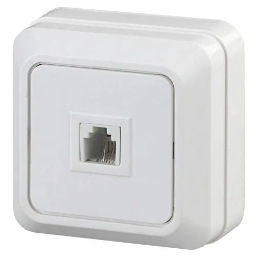 Розетка телефонная 1-м ОП Quadro 2-302-01 RJ11 IP20 бел. Intro Б0027661