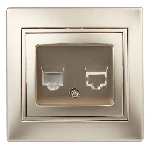 Розетка компьютерная 1-м СП Plano 1-303-04 RJ45 IP20 шампань Intro Б0030087