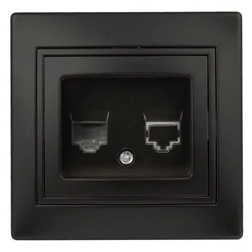 Розетка компьютерная 1-м СП Plano 1-303-05 RJ45 IP20 антрацит Intro Б0044575
