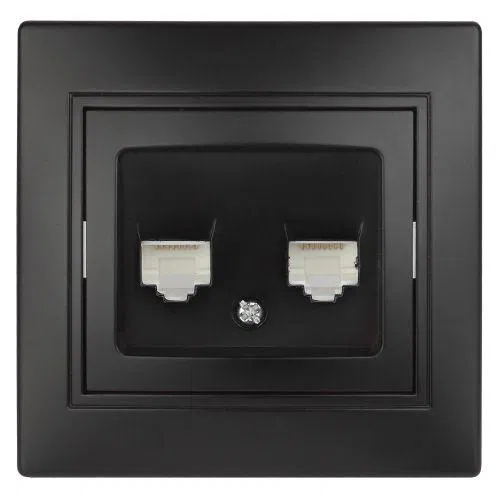 Розетка компьютерная 2-м СП Plano 1-304-05 RJ45 антрацит Intro Б0044576