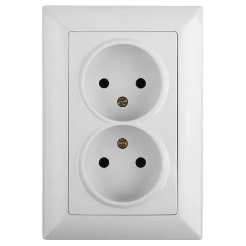 Розетка 2-м СП Solo 4-204-01 2х2P 16А 250В IP20 без заземл. бел. Intro Б0053666