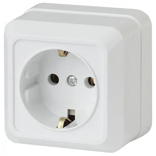 Розетка 1-м ОП Quadro 2-202-01 16А IP20 250В 2P+E Schuko бел. Intro Б0053783