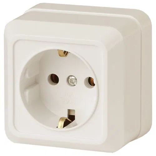 Розетка 1-м ОП Quadro 2-202-02 16А IP20 250В 2P+E Schuko сл. кость Intro Б0053785