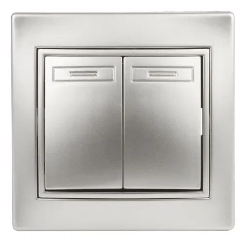 Переключатель 2-кл. СП Plano 1-107-03 10А 250В IP20 алюм. Intro Б0053806
