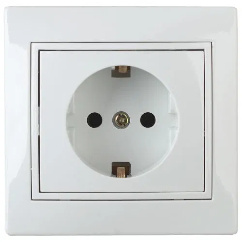Розетка 1-м СП Plano 1Э-206-01 16А IP20 2P+E 250В Schuko с заземл. защ. шторки без лапок бел. Intro Б0053955