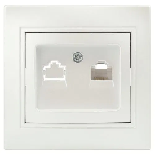 Розетка компьютерная 1-м СП Plano 1-303-06 RJ45 IP20 перламутр Intro Б0053987