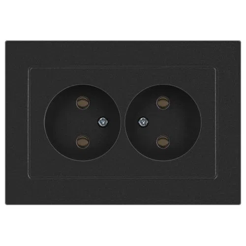 Розетка 2-м СП Accent 6-204-07 16А IP20 250В 2P AL/CU графит Intro Б0063435